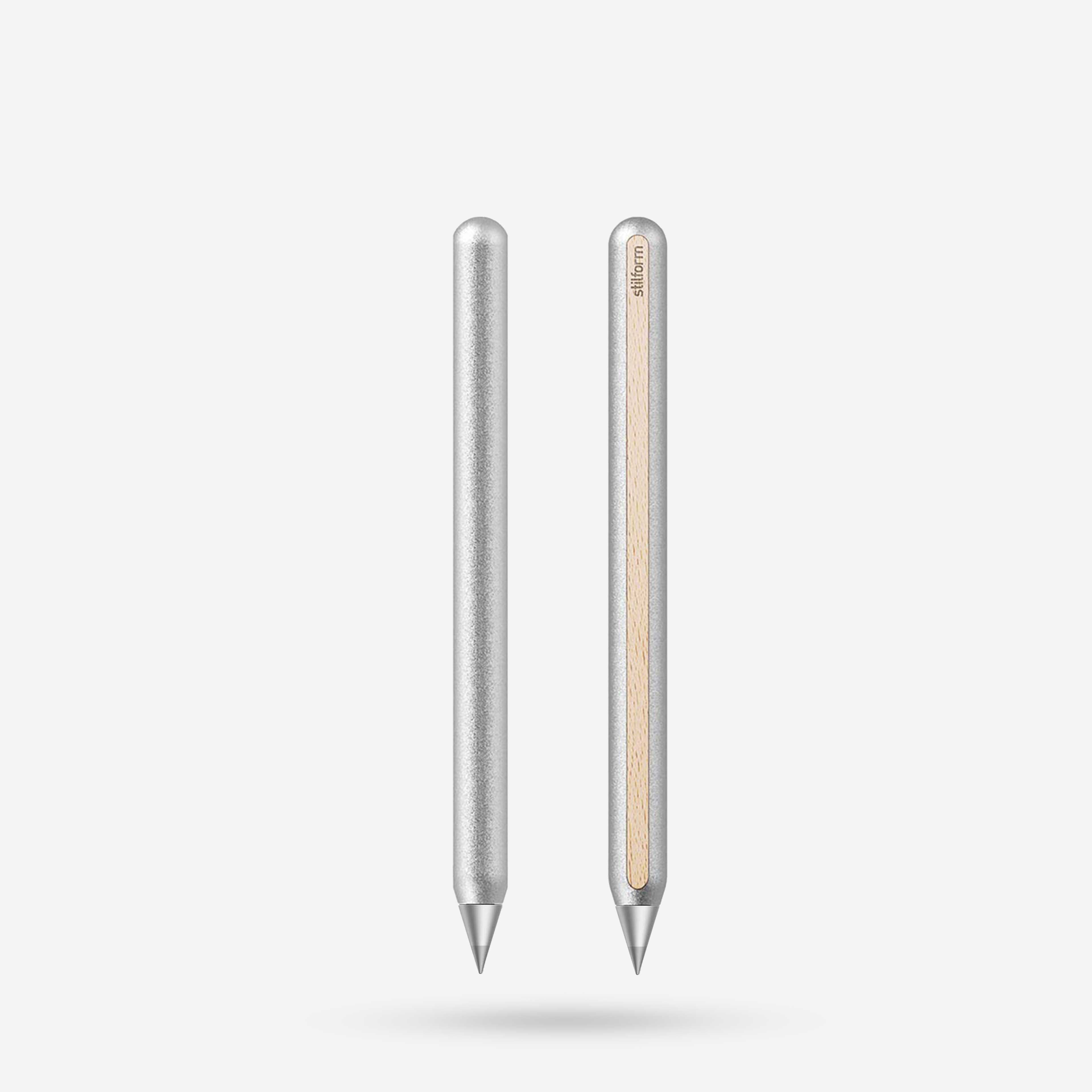 AEON Magnesium-Bleistift mit Eternal-Spitze, Vorder- und Rückansicht mit Holzintarsie