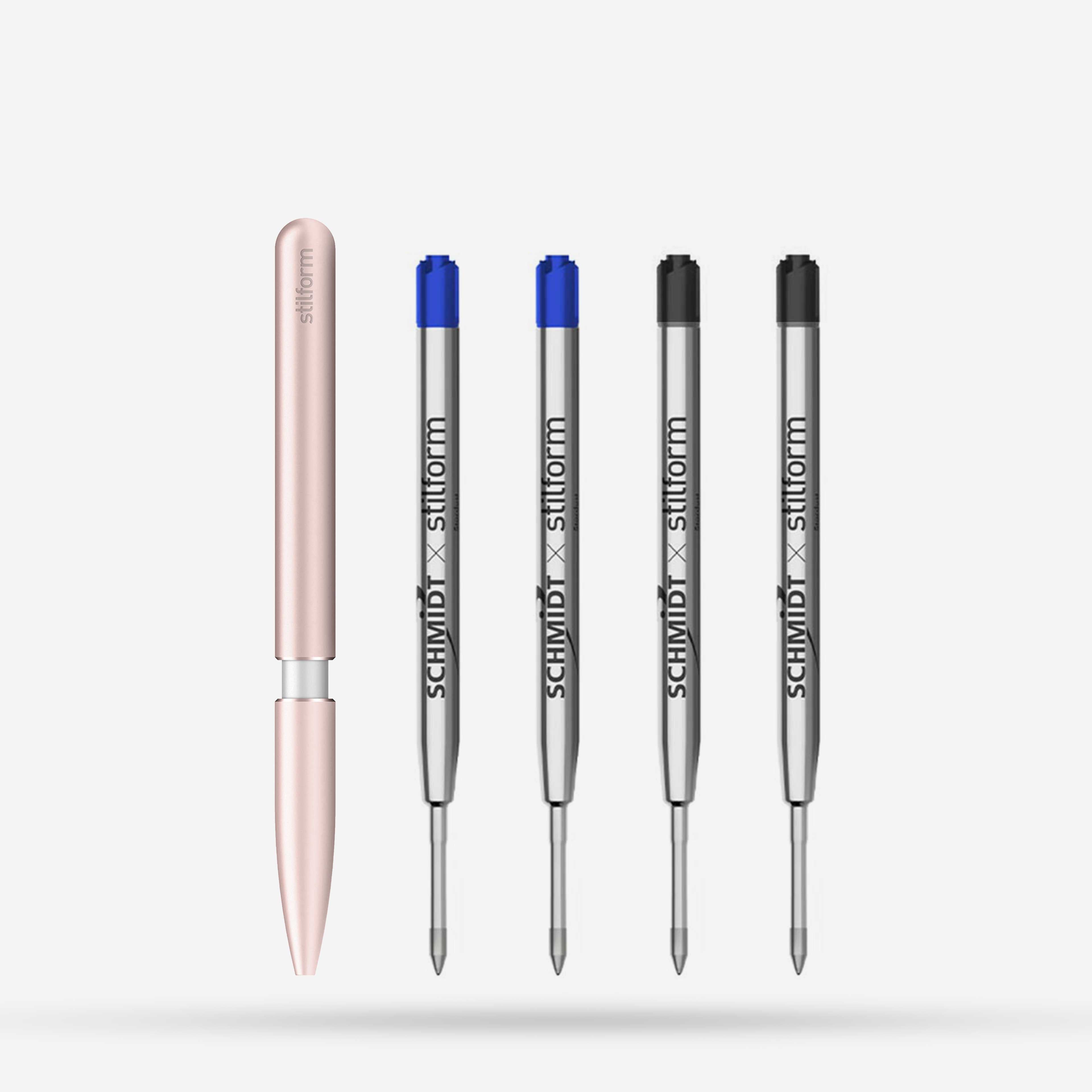 Kugelschreiber Aluminium Pen Rose Moon mit blauen und schwarzen Ersatzminen