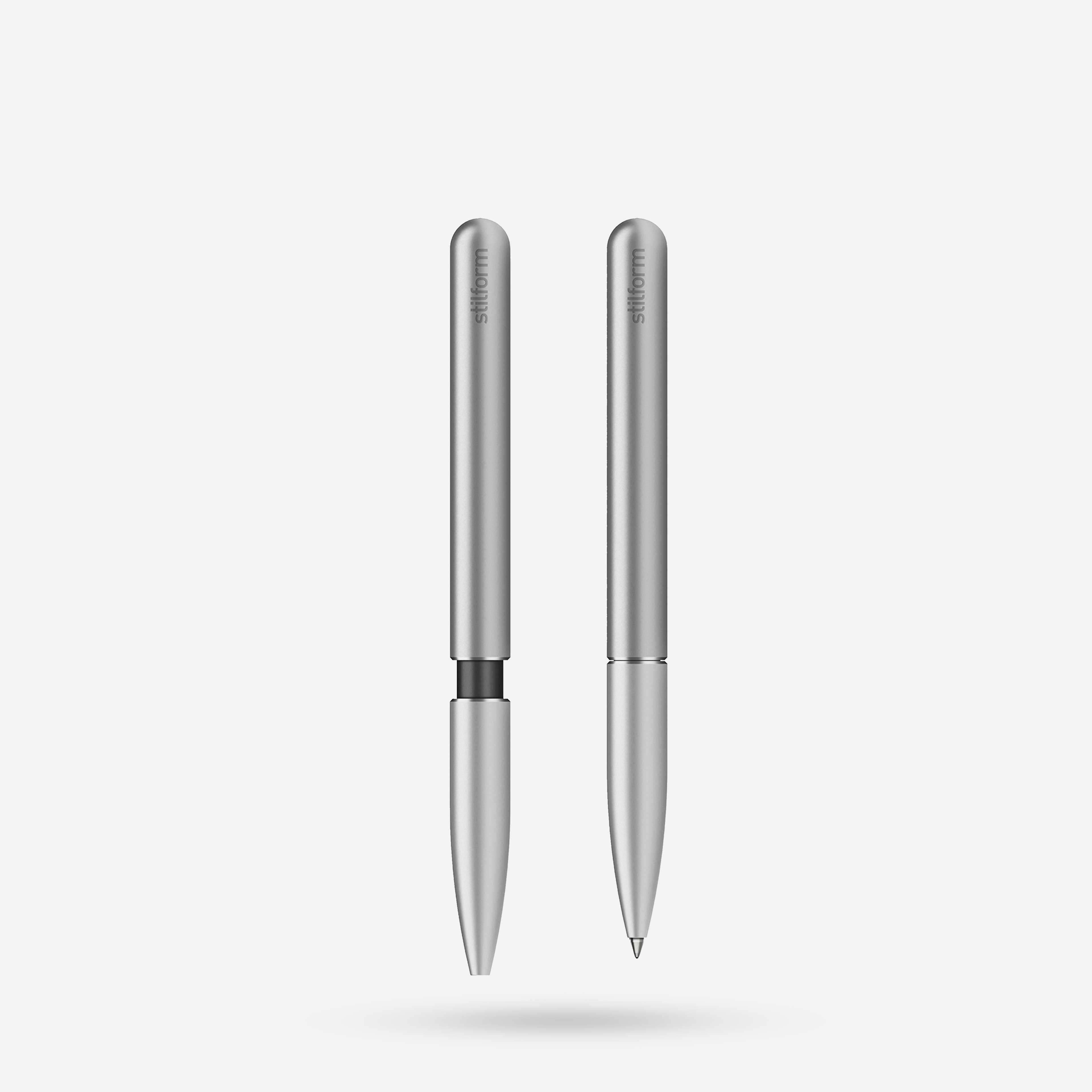 Aluminium Kugelschreiber Pen in Comet Grey, Vorder- und Rückansicht