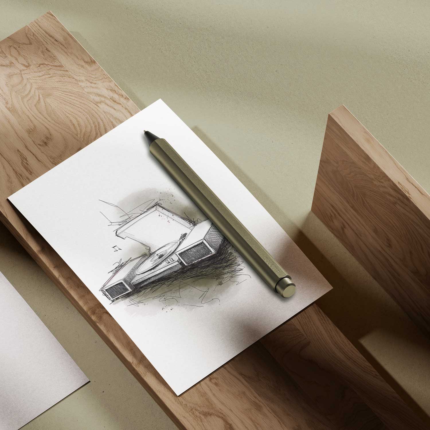 Mid-Century Colour x FLOW Rollerball Pen Moss Green