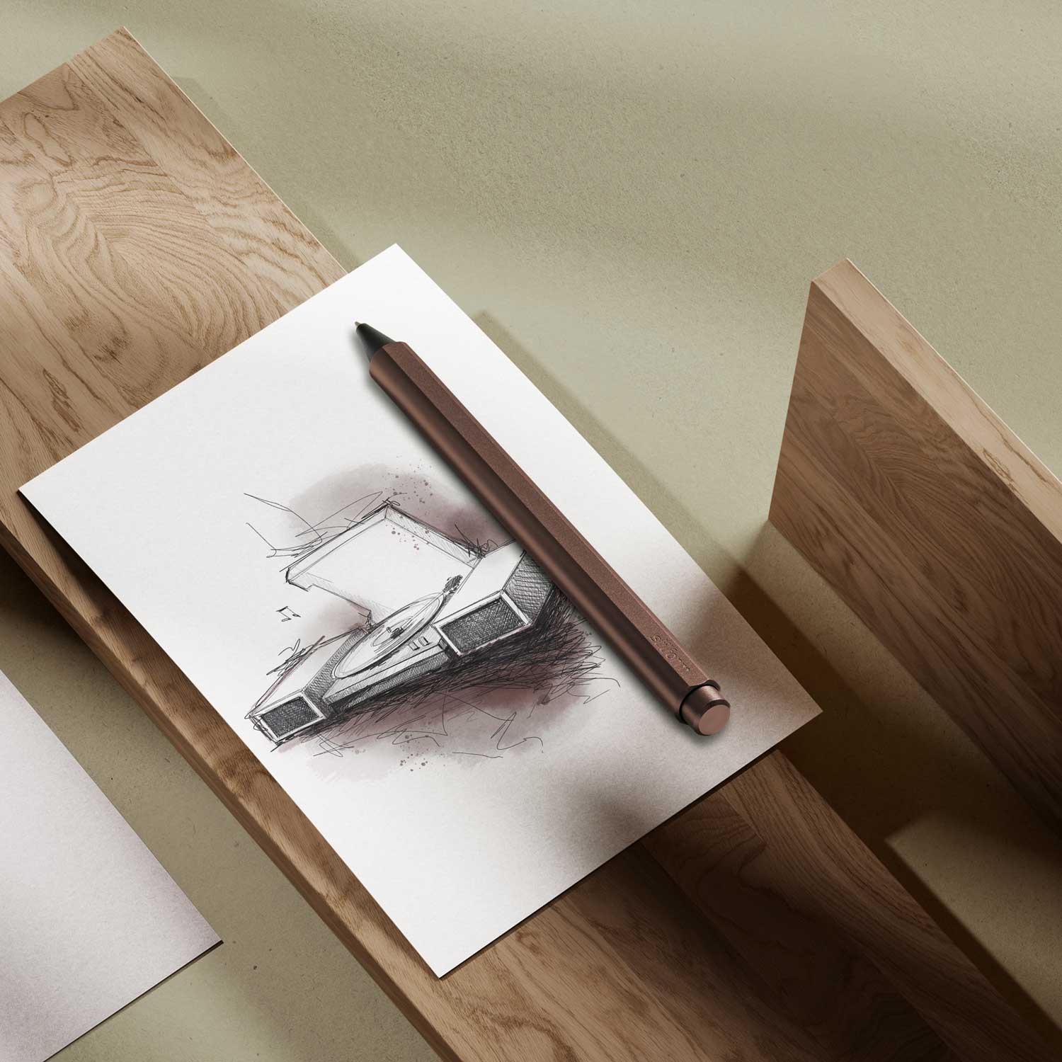 Mid-Century Colour x FLOW Rollerball Pen Walnut Brown